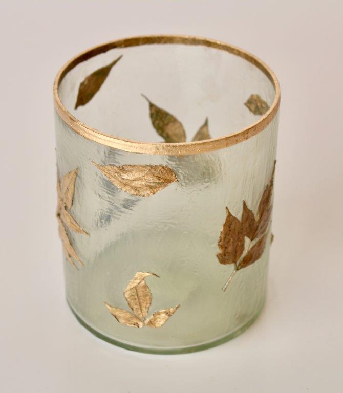 Gold Leaf Glass Candle Holder
